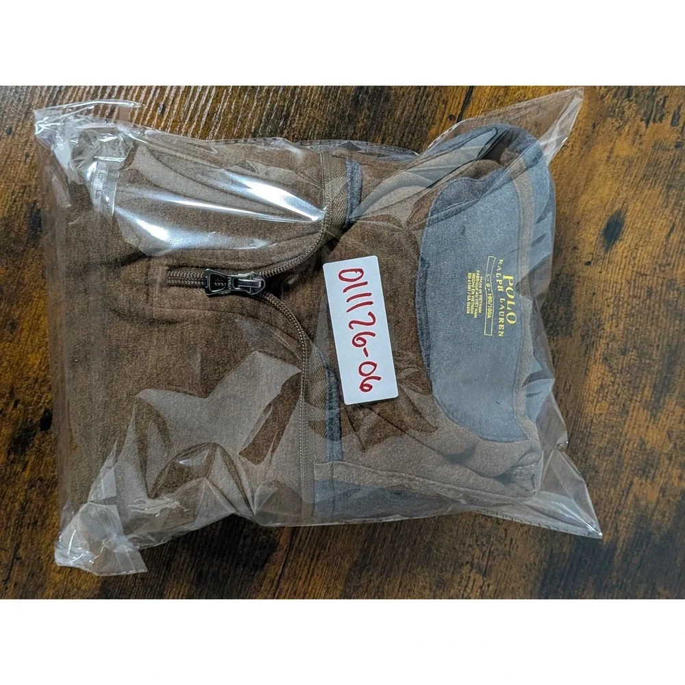Polo Ralph Lauren Sweater Mens Large Brown‎ Quarter Zip Pullover Pony Logo Knit
